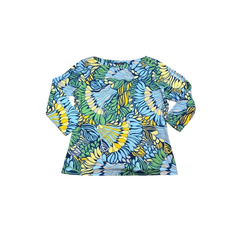 J McLaughlin Shirt Floral Botanical Catalina Cloth Womens Size XL Stretch Preppy